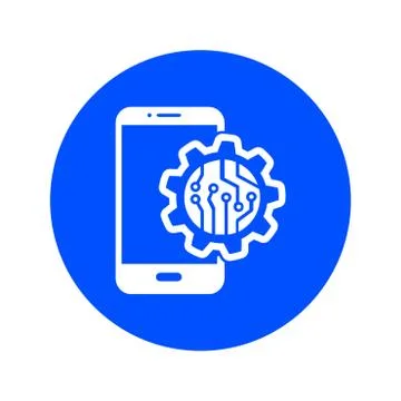 Microchip on smart phone icon. Stock Illustration