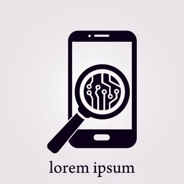 Microchip on smart phone icon. Stock Illustration