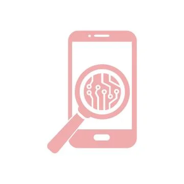 Microchip on smart phone icon. Stock Illustration