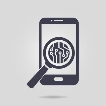 Microchip on smart phone icon. Stock Illustration