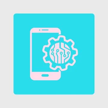 Microchip on smart phone icon. Stock Illustration