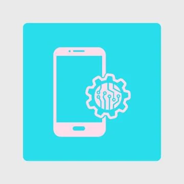 Microchip on smart phone icon. Stock Illustration