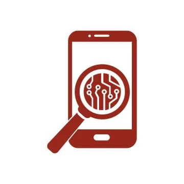 Microchip on smart phone icon. Stock Illustration