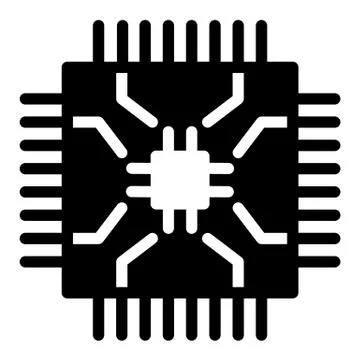 Microchip solid icon. CPU vector illustration isolated on white. Processor glyph イラスト素材