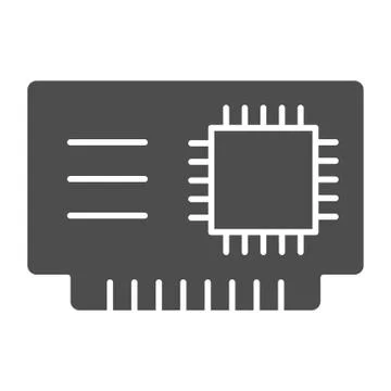 Microchip solid icon. Cpu vector illustration isolated on white. Chip glyph Illustrazione stock