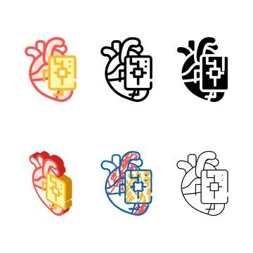 Microchip for stylized heart color icon vector 库存插图