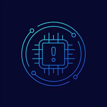 Microchip supply shortage icon in linear design 库存插图