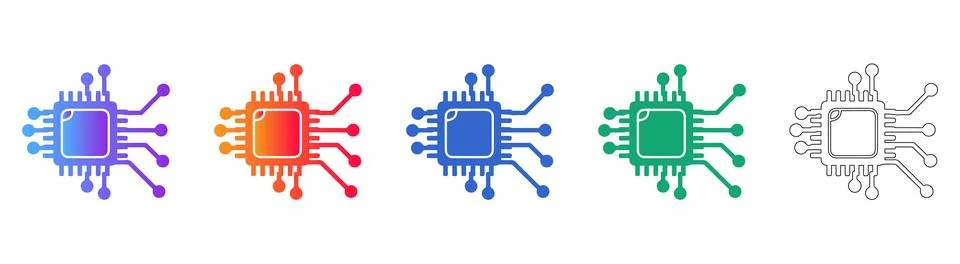 Microchip Technology and Hardware Engineering Icons Stock Illustration