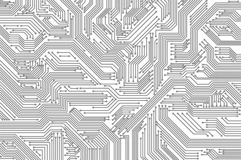 Microchip technology background. Abstract circuit, digital electronics scheme Illustrazione stock