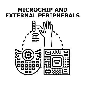 Microchip technology connecting human body to digital world Stock Illustration