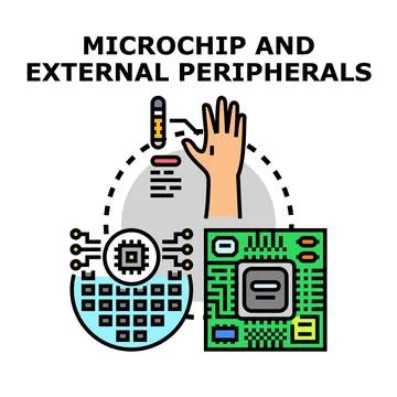 Microchip technology connecting human body to digital world Stock Illustration