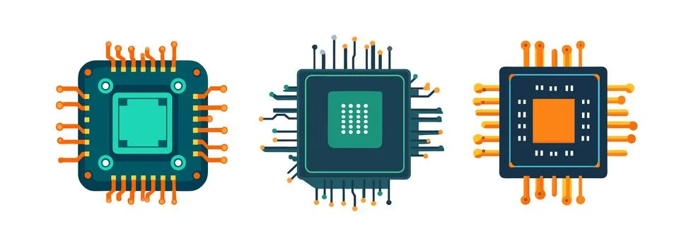 Microchip Technology: CPU, Processor, Semiconductor Illustration Stock Illustration