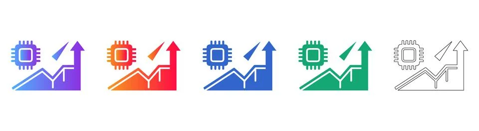 Microchip Technology Growth and Performance Icons Stockillustratie