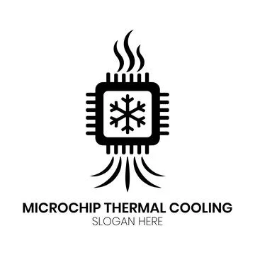 Microchip Thermal Cooling Logo Design with Heat Sink Stock Illustration