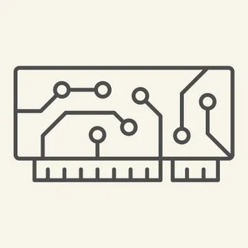 Microchip thin line icon. Circuit vector illustration isolated on white Illustrazione stock