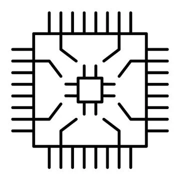 Microchip thin line icon. CPU vector illustration isolated on white. Processor イラスト素材