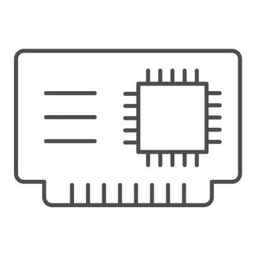 Microchip thin line icon. Cpu vector illustration isolated on white. Chip イラスト素材