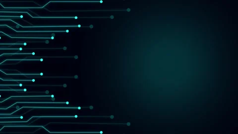 Microchip trace pathways extend smoothly from the left video frame side. Cy.. Stock Footage 340528345