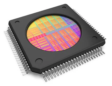 Microchip with visible die Stock-Illustration