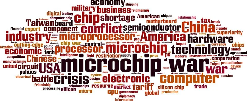 Microchip war word cloud Stock Illustration