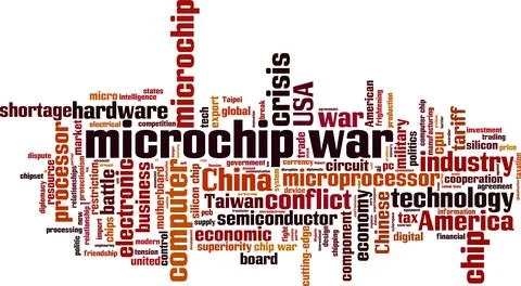 Microchip war word cloud Stock Illustration