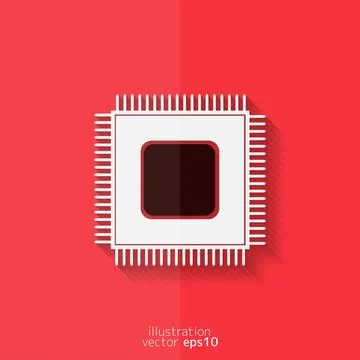 Microchip web icon. Flat design. 스톡 일러스트