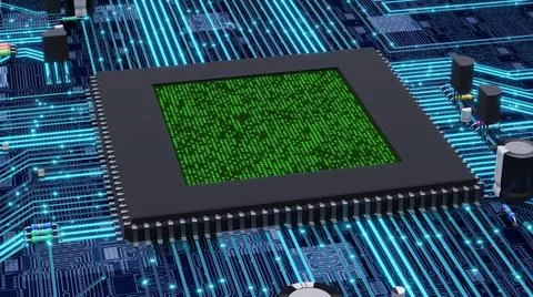 Microchip at work Stock Illustration