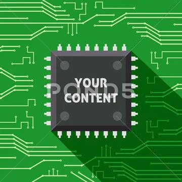 Microchip your content flat background Stock Illustration