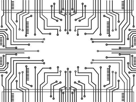 Microchipmicrochip line technology and space abstract background Stock Illustration