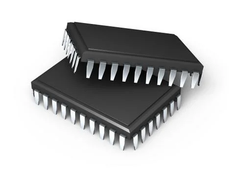 Microchips. 3d render. イラスト素材
