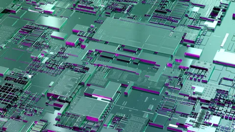 Microchips and Processors 3D animation Loopable Animation Stock Footage 117239675