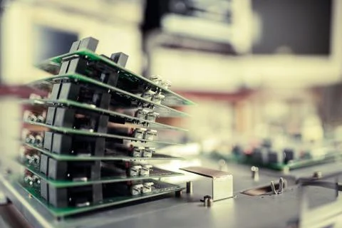 Microchips are stacked on top of each other Stock Photos