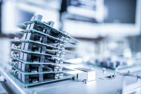 Microchips are stacked on top of each other Stockfoto's