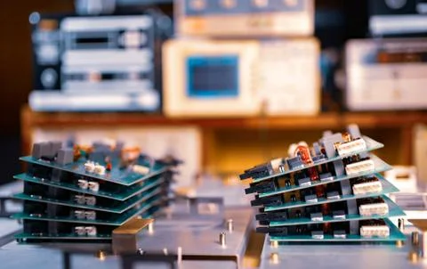 Microchips are stacked on top of each other Foto stock