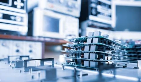 Microchips are stacked on top of each other Stockfoto's