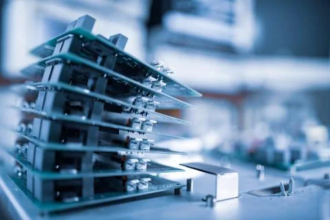 Microchips are stacked on top of each other Foto stock