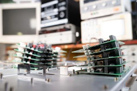 Microchips are stacked on top of each other Foto stock