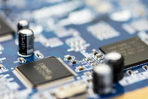 Microchips on a board Stock Photos