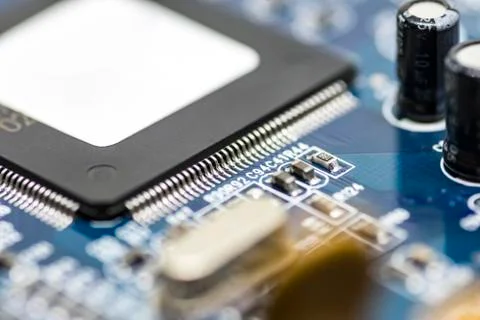 Microchips on a board Stock Photos