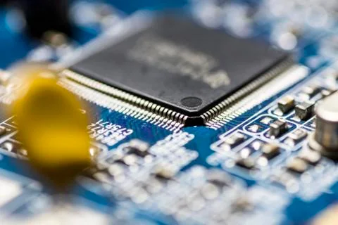 Microchips on a board Stock Photos