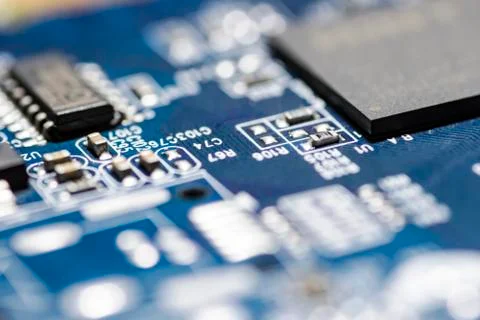 Microchips on a board Stock Photos