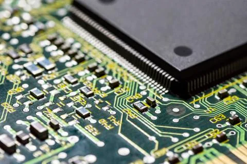 Microchips on a board Stock Photos
