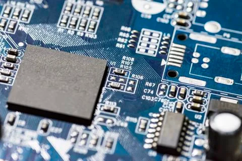 Microchips on a board Stock Photos