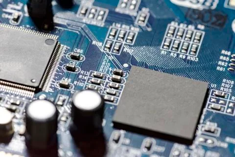 Microchips on a board Stock Photos