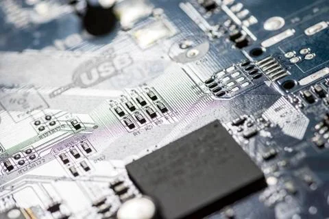 Microchips on a board Stock Photos