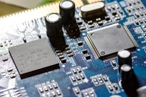 Microchips on a board Stock Photos