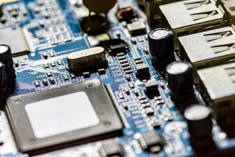 Microchips on a board Stock Photos