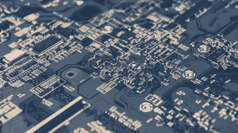 Microchips on a circuit board. Stock Photos