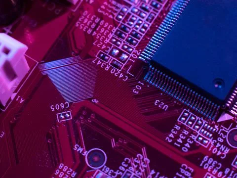 Microchips, computer boards, close-up, low depth of field, Stock Photos