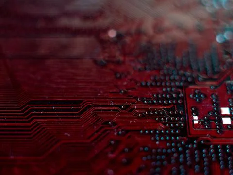 Microchips, computer boards, close-up, low depth of field, Stock Photos